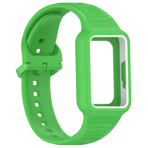For  Huawei Band 9 Two Color Frame Integrated Silicone Watch Band(Fluorescent Green)