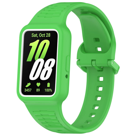 For  Huawei Band 9 Two Color Frame Integrated Silicone Watch Band(Fluorescent Green)