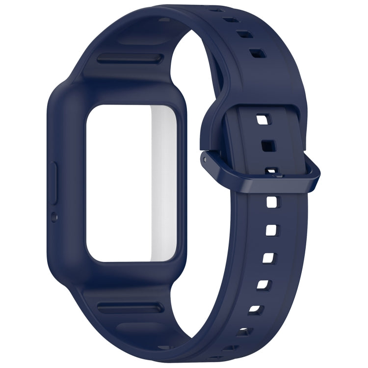 For  Huawei Band 9 Two Color Frame Integrated Silicone Watch Band(Midnight Blue)
