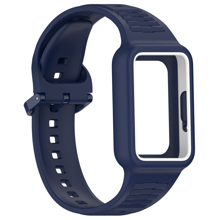 For  Huawei Band 9 Two Color Frame Integrated Silicone Watch Band(Midnight Blue)