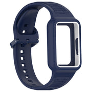 For  Huawei Band 9 Two Color Frame Integrated Silicone Watch Band(Midnight Blue)