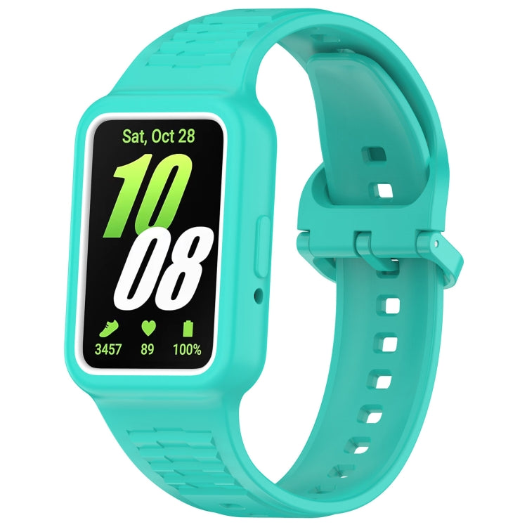 For  Huawei Band 9 Two Color Frame Integrated Silicone Watch Band(Cyan)