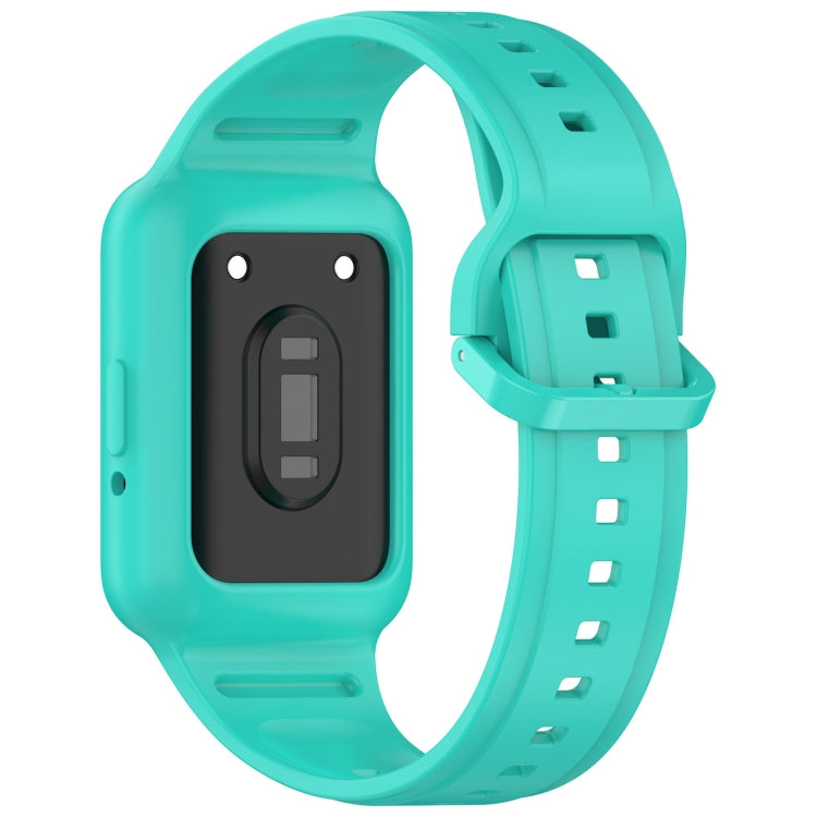 For  Huawei Band 9 Two Color Frame Integrated Silicone Watch Band(Cyan)