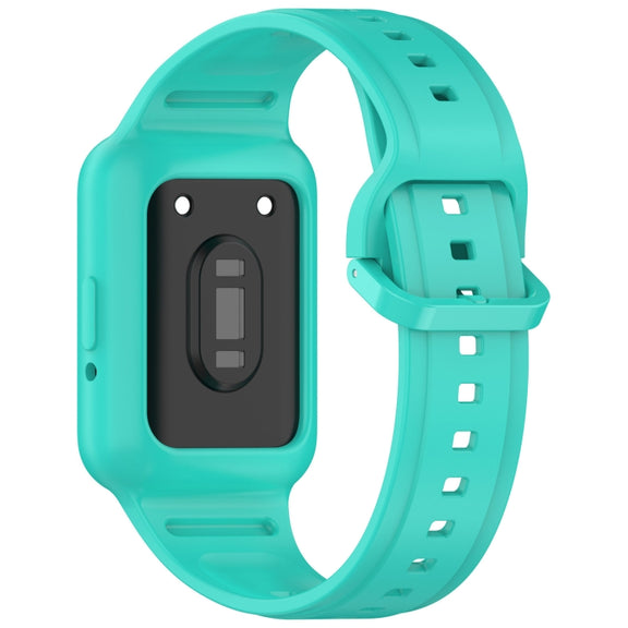 For  Huawei Band 9 Two Color Frame Integrated Silicone Watch Band(Cyan)