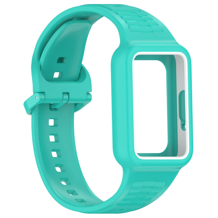 For  Huawei Band 9 Two Color Frame Integrated Silicone Watch Band(Cyan)