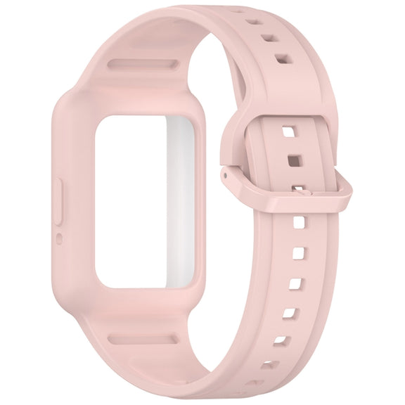 For  Huawei Band 9 Two Color Frame Integrated Silicone Watch Band(Light Pink)