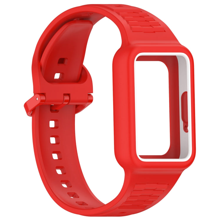 For  Huawei Band 9 Two Color Frame Integrated Silicone Watch Band(Red)