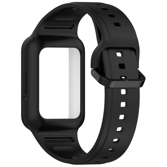 For  Huawei Band 9 Two Color Frame Integrated Silicone Watch Band(Black)