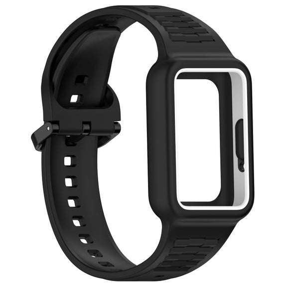 For  Huawei Band 9 Two Color Frame Integrated Silicone Watch Band(Black)