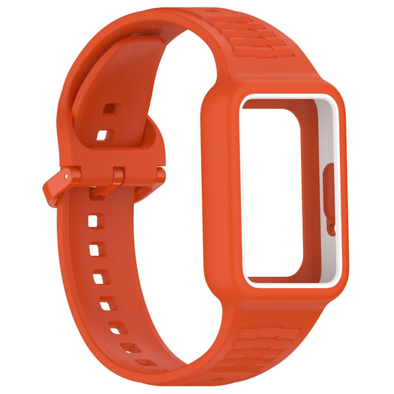 For  Huawei Band 9 Two Color Frame Integrated Silicone Watch Band(Orange)