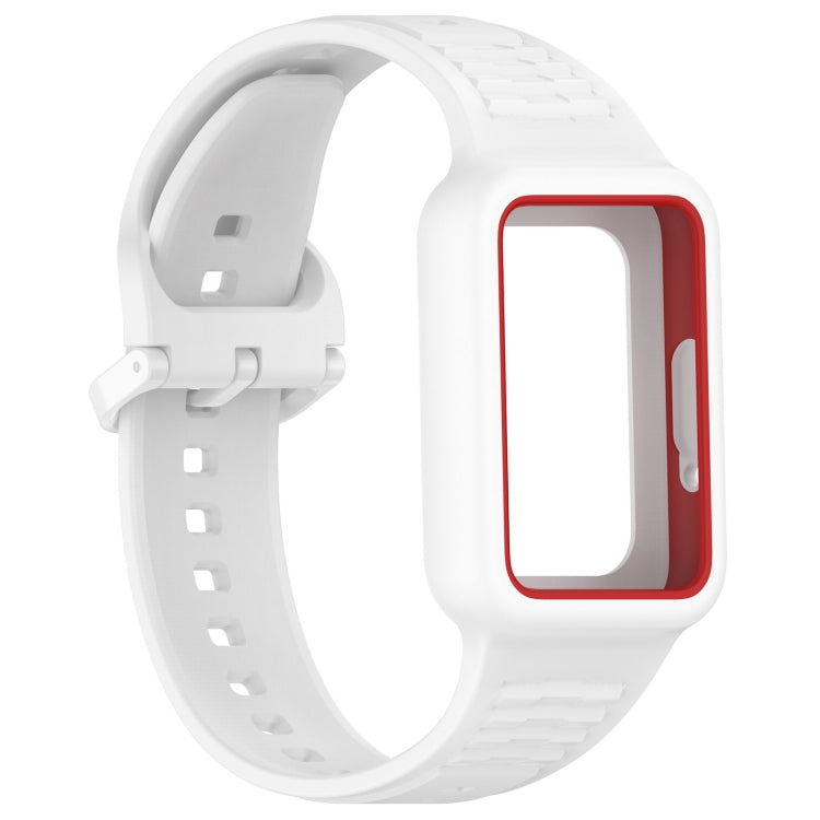 For  Huawei Band 9 Two Color Frame Integrated Silicone Watch Band(White)