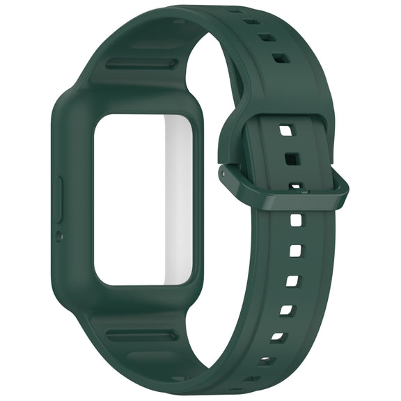 For  Huawei Band 9 Two Color Frame Integrated Silicone Watch Band(Dark Green)