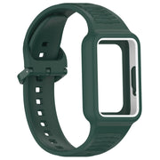 For  Huawei Band 9 Two Color Frame Integrated Silicone Watch Band(Dark Green)