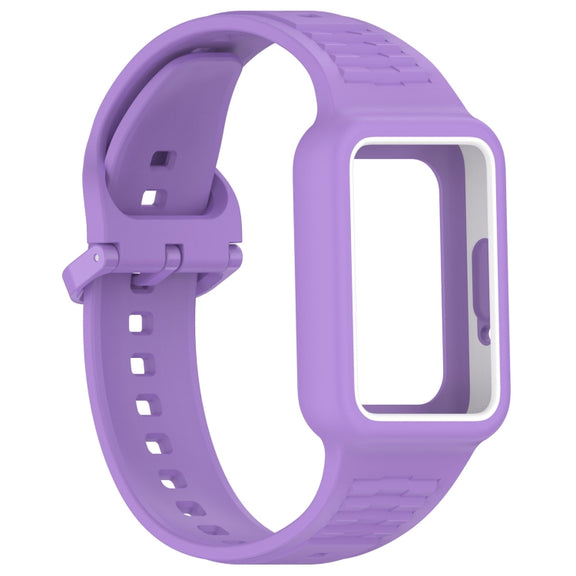 For  Huawei Band 9 Two Color Frame Integrated Silicone Watch Band(Purple)