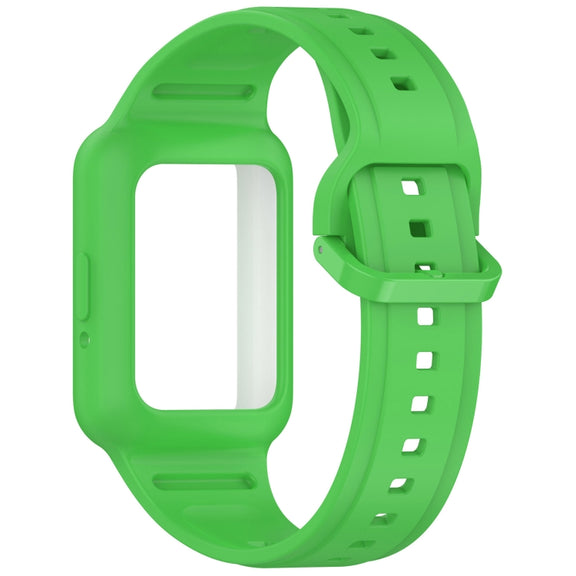 For  Huawei Band 8 Two Color Frame Integrated Silicone Watch Band(Fluorescent Green)