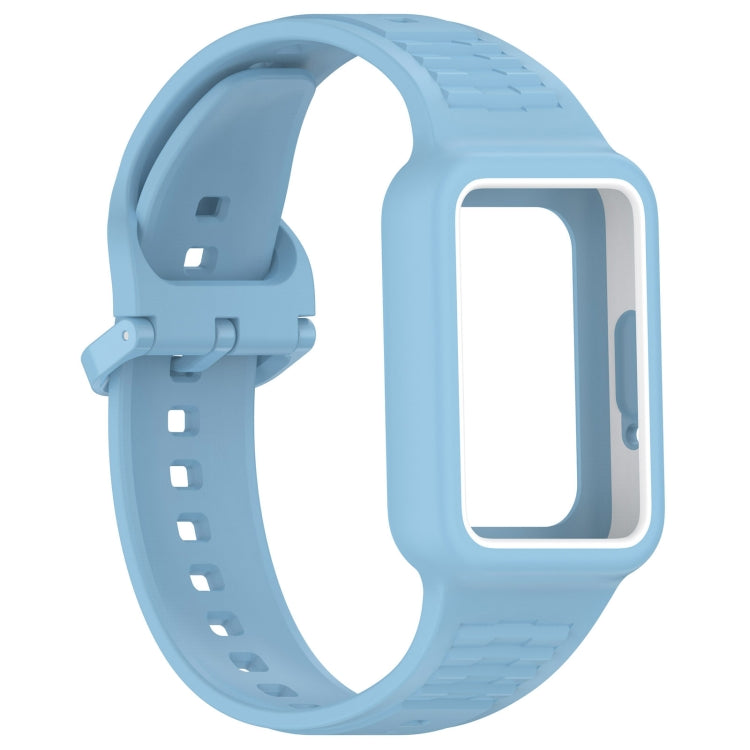 For  Huawei Band 8 Two Color Frame Integrated Silicone Watch Band(Sky Blue)