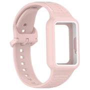 For  Huawei Band 8 Two Color Frame Integrated Silicone Watch Band(Light Pink)