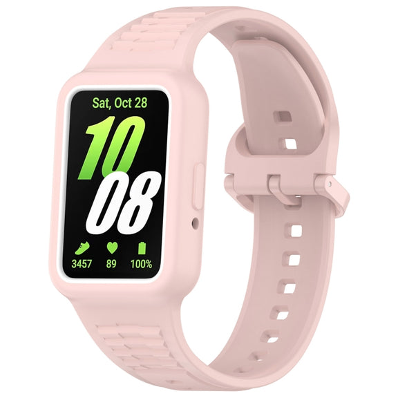 For  Huawei Band 8 Two Color Frame Integrated Silicone Watch Band(Light Pink)