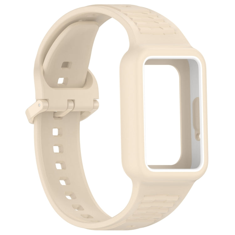 For  Huawei Band 8 Two Color Frame Integrated Silicone Watch Band(Dream White)