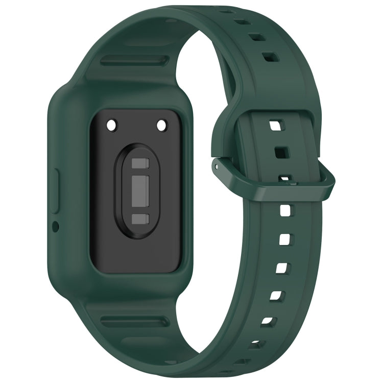 For  Huawei Band 8 Two Color Frame Integrated Silicone Watch Band(Dark Green)