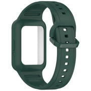 For  Huawei Band 8 Two Color Frame Integrated Silicone Watch Band(Dark Green)