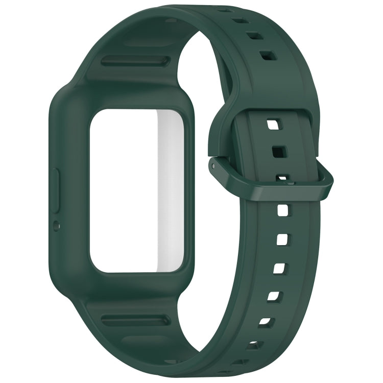 For  Huawei Band 8 Two Color Frame Integrated Silicone Watch Band(Dark Green)