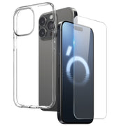 For iPhone 16 Pro NORTHJO 2 in 1 TPU Phone Case Screen Protector Tempered Glass Film(Clear)