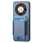 For Honor Magic6 Pro Carbon Fiber Vertical Flip Wallet Stand Phone Case(Blue)