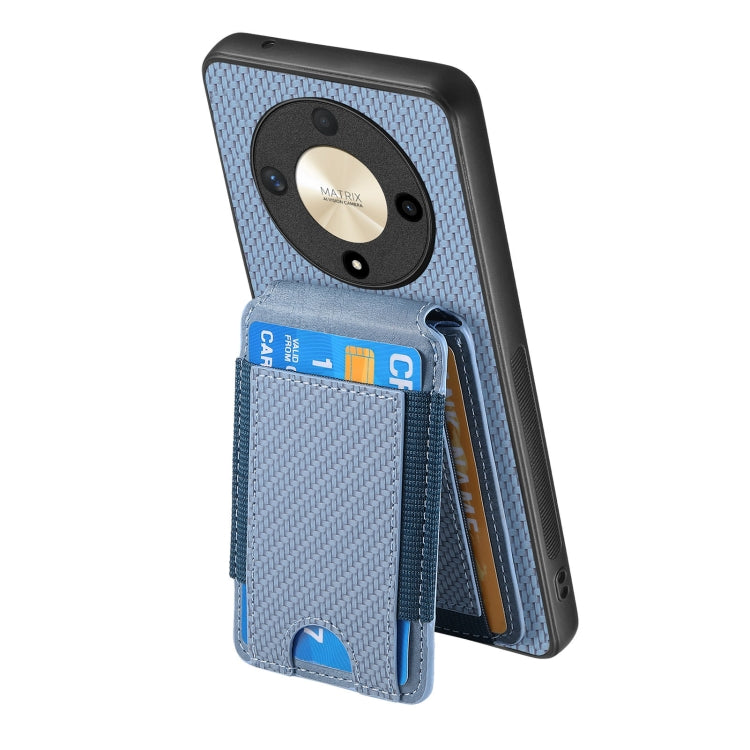 For Honor Magic6 Pro Carbon Fiber Vertical Flip Wallet Stand Phone Case(Blue)