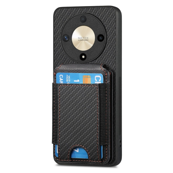 For Honor Magic6 Pro Carbon Fiber Vertical Flip Wallet Stand Phone Case(Black)