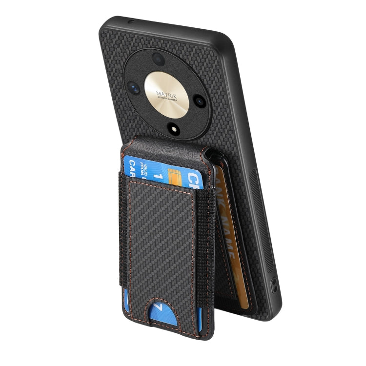 For Honor Magic6 Pro Carbon Fiber Vertical Flip Wallet Stand Phone Case(Black)