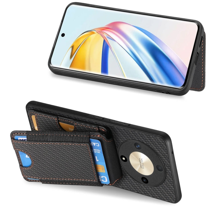 For Honor Magic6 Pro Carbon Fiber Vertical Flip Wallet Stand Phone Case(Black)