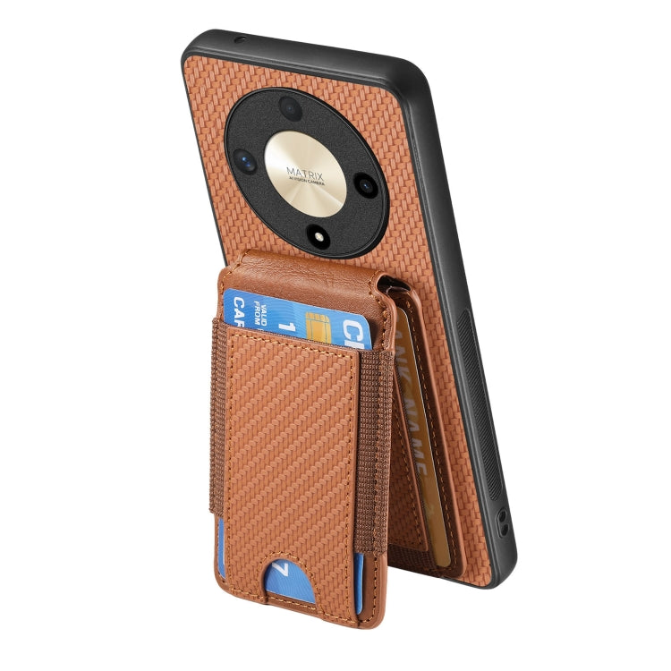 For Honor Magic6 Pro Carbon Fiber Vertical Flip Wallet Stand Phone Case(Brown)