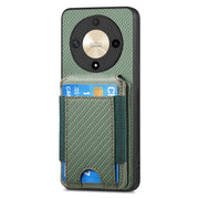 For Honor Magic6 Pro Carbon Fiber Vertical Flip Wallet Stand Phone Case(Green)