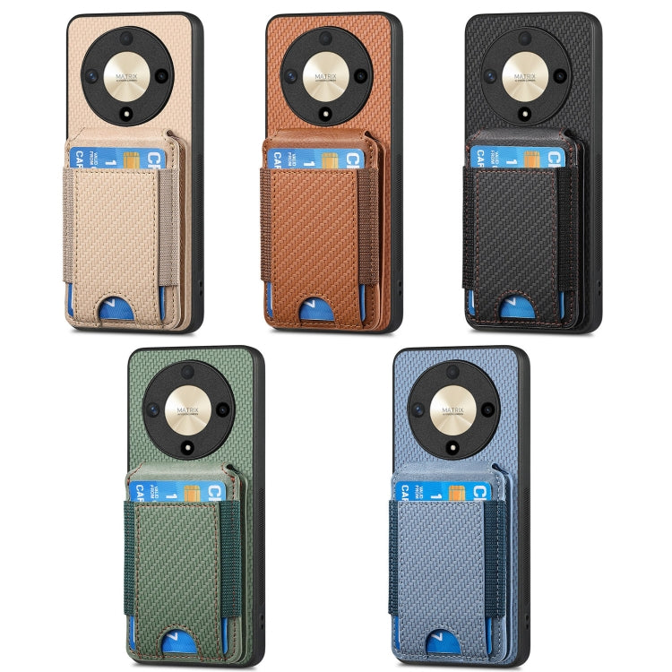 For Honor Magic6 Pro Carbon Fiber Vertical Flip Wallet Stand Phone Case(Blue)