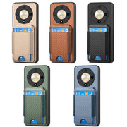 For Honor Magic6 Pro Carbon Fiber Vertical Flip Wallet Stand Phone Case(Blue)