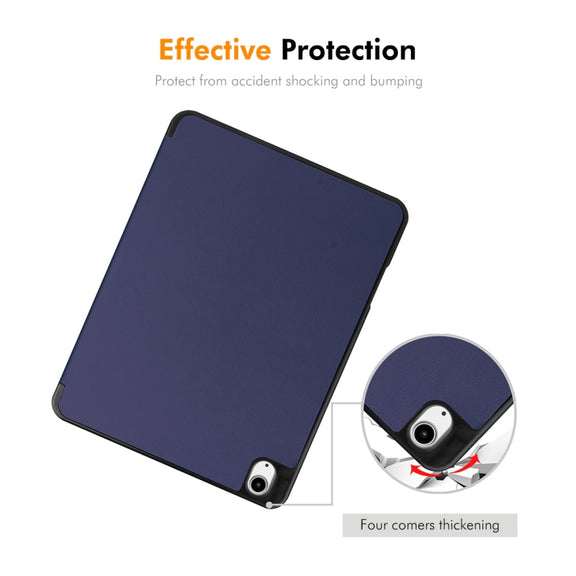 For iPad Air 13 2024 ENKAY Tri-fold Custer Texture TPU Leather Smart Tablet Case with Pen Slot(Grey)