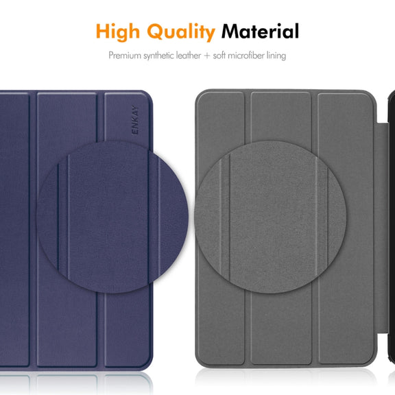 For iPad Pro 13 2024 ENKAY Tri-fold Custer Texture TPU Leather Smart Tablet Case with Pen Slot(Grey)