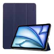 For iPad Air 13 2025 / 2024 ENKAY Tri-fold Custer Texture Plastic Leather Smart Tablet Case(Dark Blue)