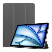 For iPad Air 13 2025 / 2024 ENKAY Tri-fold Custer Texture Plastic Leather Smart Tablet Case(Grey)