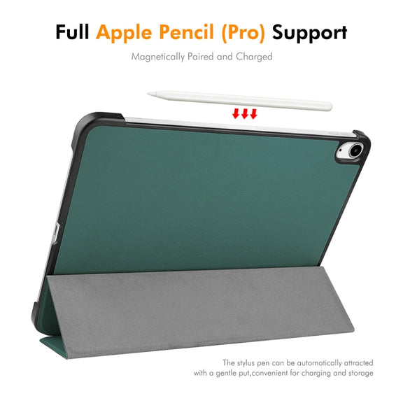 For iPad Air 13 2025 / 2024 ENKAY Tri-fold Custer Texture Plastic Leather Smart Tablet Case(Grey)