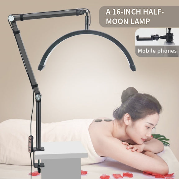 HD-M3X Pro 16 inch Adjustable Brightness Beauty Light Half Moon Light Eyelash Tech Lamp, Plug:EU Plug(Black)
