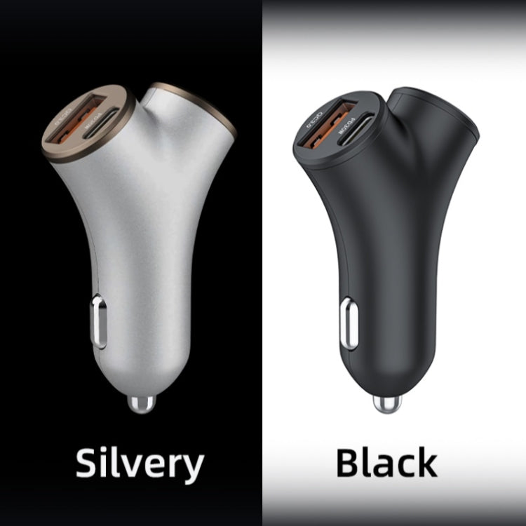 A2 2 USB + 2 Type-C Phone Fast Charging Power Adapter 78W Y-Shaped Car Charger(Black)