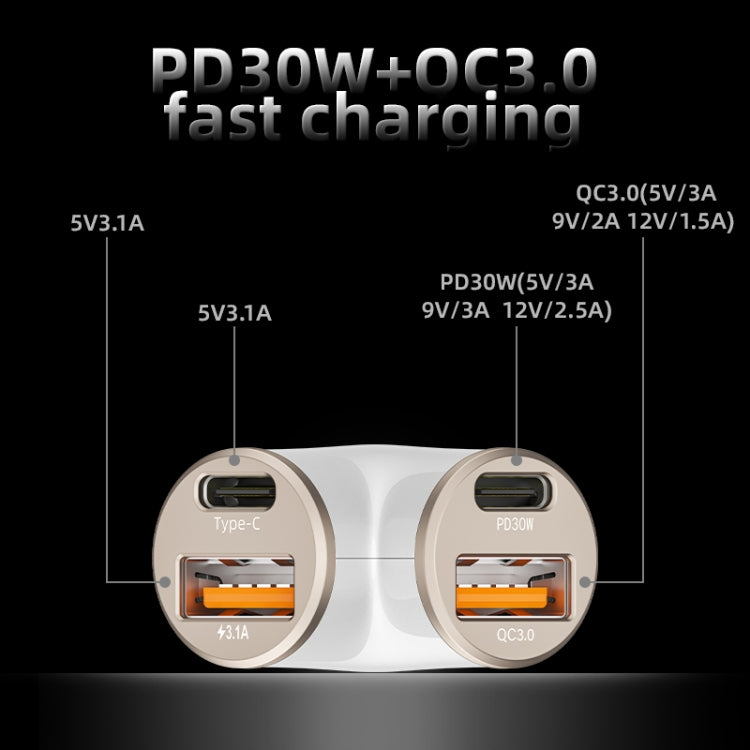 A2 2 USB + 2 Type-C Phone Fast Charging Power Adapter 78W Y-Shaped Car Charger(Black)
