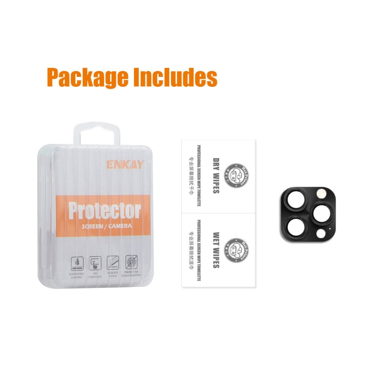 For iPhone 16 Pro / 16 Pro Max ENKAY Anti-reflection Camera Lens Aluminium Alloy Tempered Glass Film(Brown)
