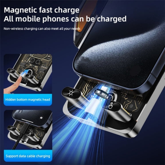 C1 Car Wireless 66W Fast Charger Phone Holder Infrared Sensor Punk Style(Silver)