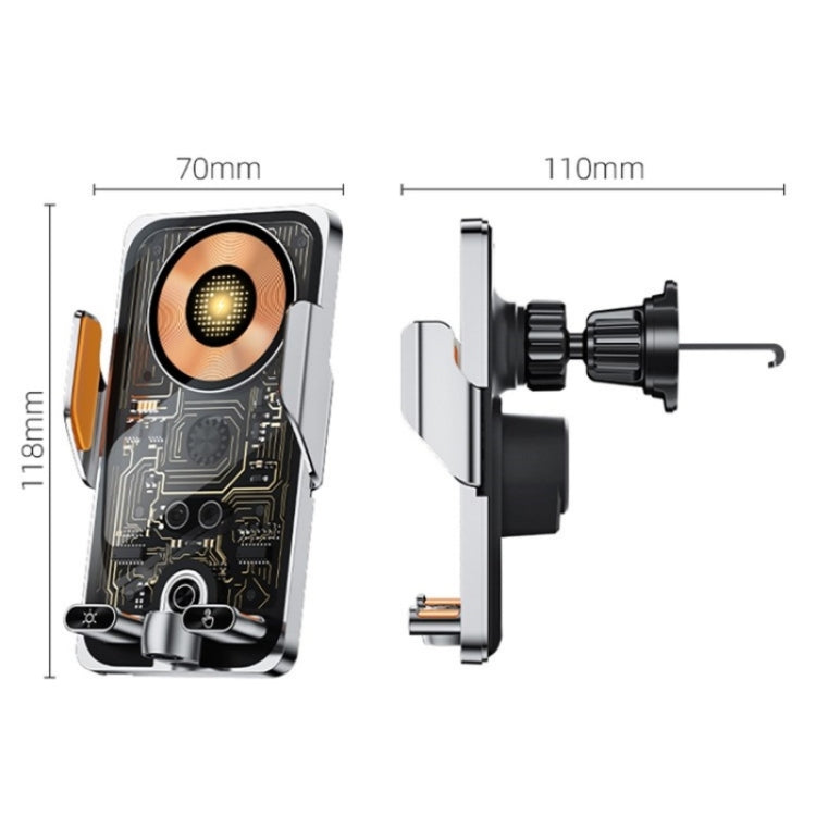 C1 Car Wireless 66W Fast Charger Phone Holder Infrared Sensor Punk Style(Silver)