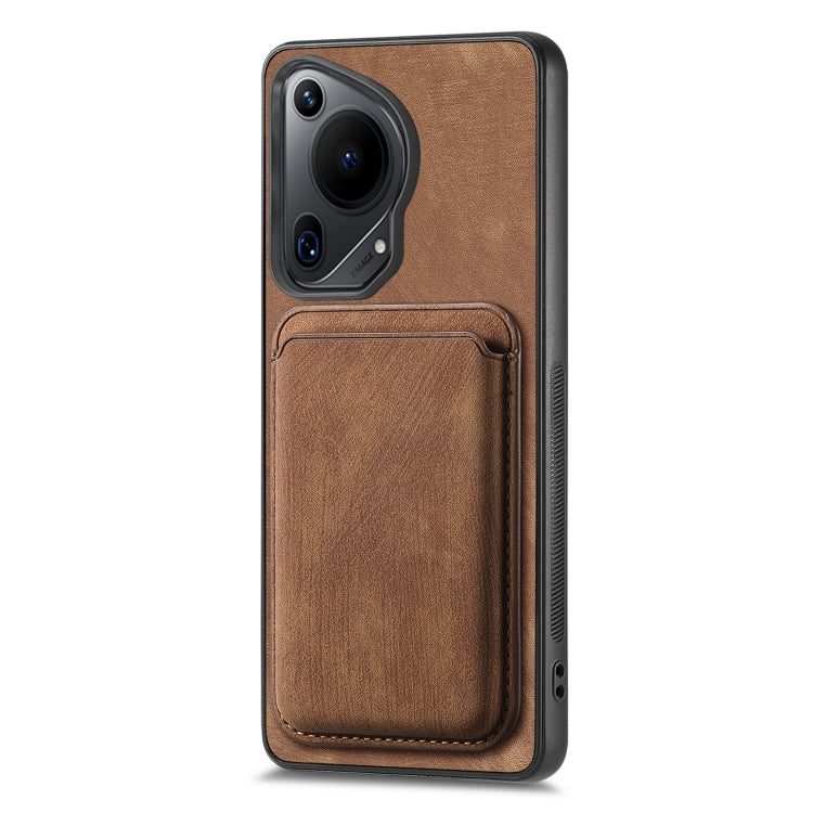 For Huawei Pura 70 Retro Leather Card Bag Magnetic Phone Case(Brown)
