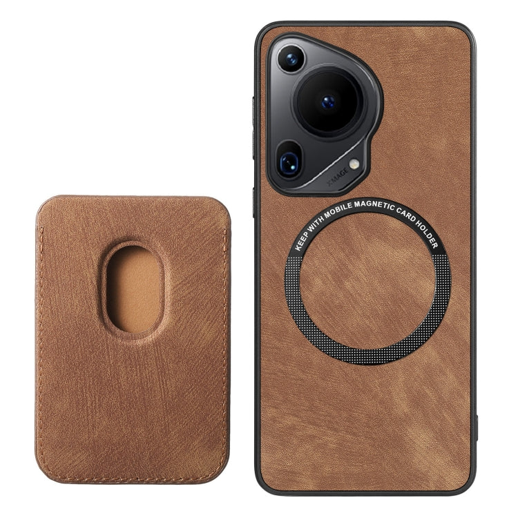 For Huawei Pura 70 Retro Leather Card Bag Magnetic Phone Case(Brown)