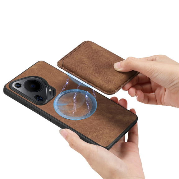 For Huawei Pura 70 Retro Leather Card Bag Magnetic Phone Case(Brown)